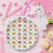 Butterfly And Floral Pattern Papieren Bordje (Feest)