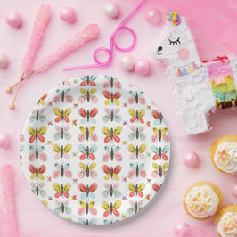 Butterfly And Floral Pattern Papieren Bordje