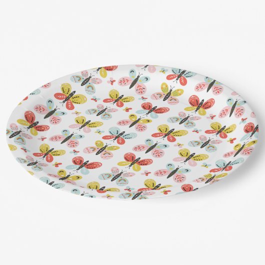 Butterfly And Floral Pattern Papieren Bordje (Gekanteld)