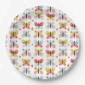 Butterfly And Floral Pattern Papieren Bordje (Voorkant)