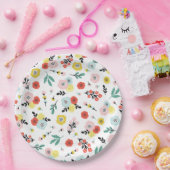 Butterfly And Floral Pattern  Papieren Bordje (Feest)