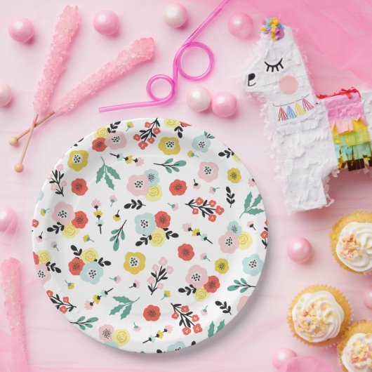 Butterfly And Floral Pattern Papieren Bordje (Feest)