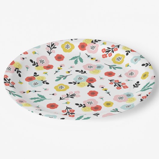 Butterfly And Floral Pattern Papieren Bordje (Gekanteld)