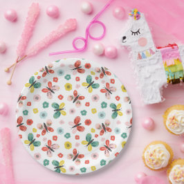 Butterfly And Floral Pattern Papieren Bordje