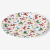 Butterfly And Floral Pattern  Papieren Bordje (Gekanteld)