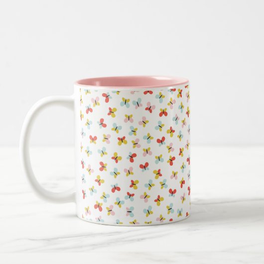 Butterfly And Floral Pattern  Tweekleurige Koffiemok (Links)