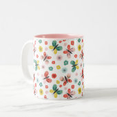 Butterfly And Floral Pattern  Tweekleurige Koffiemok (Voorkant links)