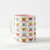 Butterfly And Floral Pattern  Tweekleurige Koffiemok (Voorkant links)
