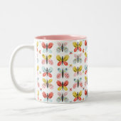 Butterfly And Floral Pattern  Tweekleurige Koffiemok (Links)