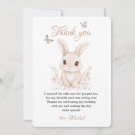 Butterfly and Floral Petals Pink or Beige Statione Bedankkaart