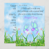 Butterfly and Flowers Baby shower Uitnodigen ~ Mei Kaart (Voorkant / Achterkant)