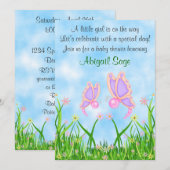 Butterfly and Flowers Baby shower Uitnodigen ~ Mei Kaart (Voorkant / Achterkant)