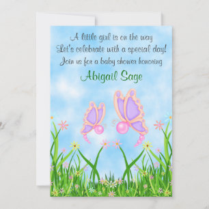 Butterfly and Flowers Baby shower Uitnodigen ~ Mei Kaart