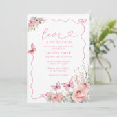 Butterfly and Flowers Love In Bloom Vrijgezellenfe Kaart (Staand voorkant)