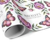 Butterfly and Peony Girls op de eerste plaats. ver Cadeaupapier (Rol Hoek)