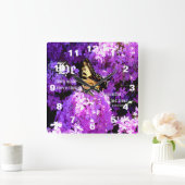 Butterfly and Phlox with Ecclesiastes 3:11 Vierkante Klok (Huis)