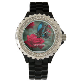 Butterfly and Roses - Beautiful  Horloge