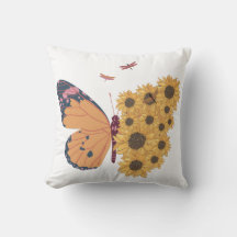 Butterfly and Sunflower Wing Pillow Hoesje
