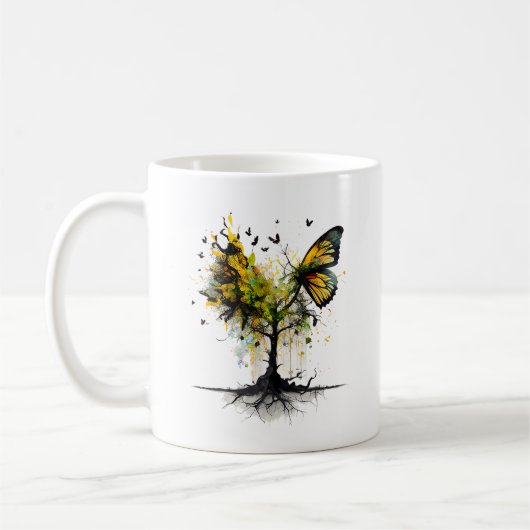 Butterfly Animal Creatieve Kunst Koffiemok (Links)