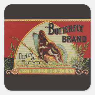 Butterfly Antiek Adverteren label