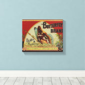 Butterfly Antiek Adverteren label Canvas Afdruk (Insitu (Houten vloer))