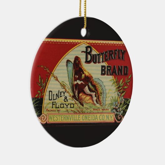 Butterfly Antiek Adverteren label Keramisch Ornament (Rechts)