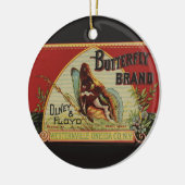 Butterfly Antiek Adverteren label Keramisch Ornament (Links)