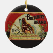 Butterfly Antiek Adverteren label Keramisch Ornament (Achterkant)