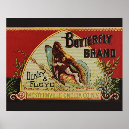 Butterfly Antiek Adverteren label Poster (Voorkant)