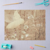 Butterfly  Antiek Floral Sepia Script Tissuepapier (Craft)