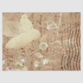Butterfly Antiek Floral Sepia Script Tissuepapier (Voorkant)