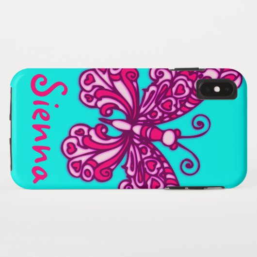 Butterfly aqua roze wit grafisch Case-Mate iPhone case (Achterkant (horizontaal))