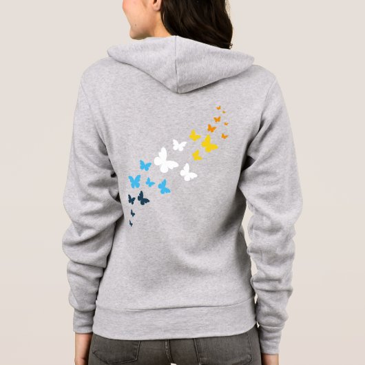 Butterfly AroAce Pride - AroAce vlag kleuren Hoodie (Achterkant)