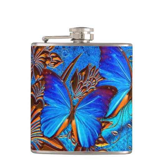 Butterfly Art 35 Omgeveegde kolf Heupfles (Voorkant)