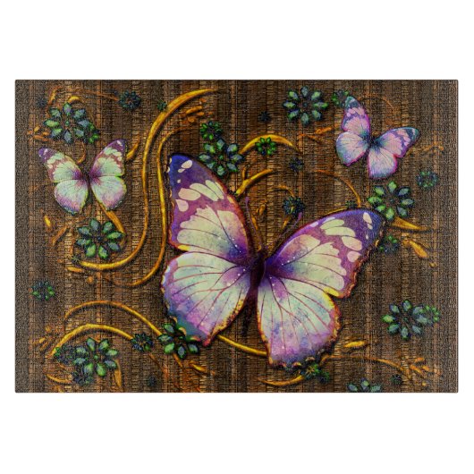 Butterfly Art 6 decoratieve glazen snijplank (Voorkant)