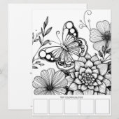 Butterfly Art Adult Kleurplaat Kaart (Voorkant / Achterkant)