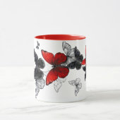 "Butterfly Art Coffee Mok, rood accent, uniek cade Mok (Midden)