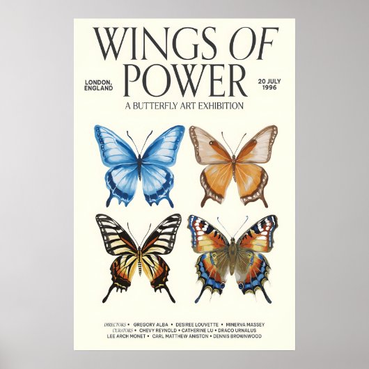 Butterfly Art Exhibition Poster 'Wings of Power' (Voorkant)