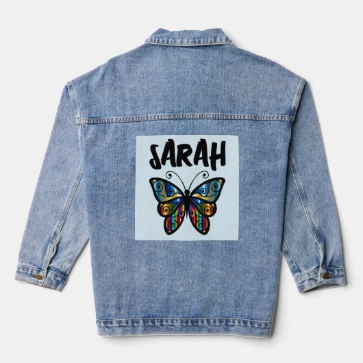 BUTTERFLY ART GEPERSONALISEERDE DENIM JEAN JAS JACKET (Achterkant)