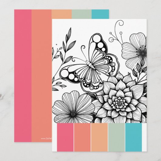 Butterfly Art Therapy Kleurplaten Kaarten (Voorkant / Achterkant)