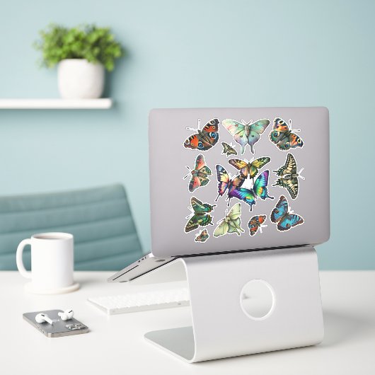 Butterfly Assortment, Monarchs, Swallowtails etc Sticker (Laptop op bureau)