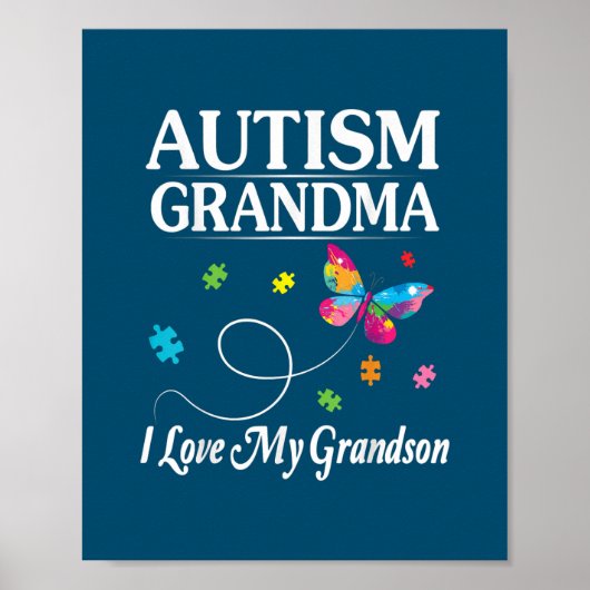 Butterfly Autism Grandma I Love My Grandson Awaren Poster (Voorkant)