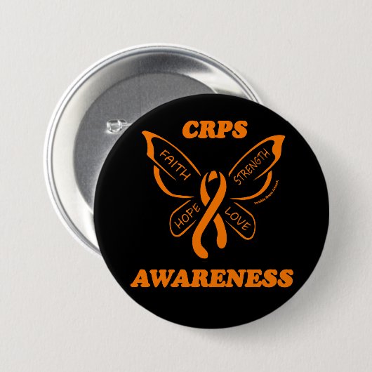 Butterfly/Awareness...CRPS Ronde Button 7,6 Cm (Voorkant /achterkant)