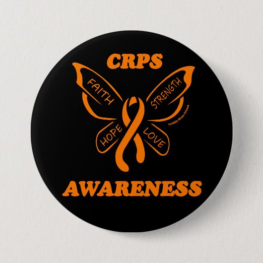 Butterfly/Awareness...CRPS Ronde Button 7,6 Cm (Voorkant)