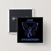 Butterfly/Awareness...CVS Vierkante Button 5,1 Cm (Voorkant /achterkant)