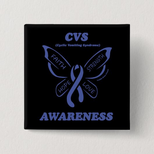 Butterfly/Awareness...CVS Vierkante Button 5,1 Cm (Voorkant)