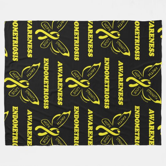 Butterfly/Awareness... Endometriosis Fleece Blanke (Voorkant (Horizontaal))