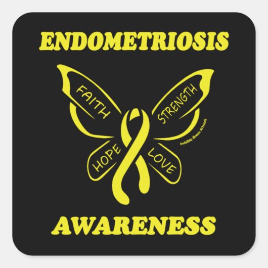 Butterfly/Awareness... Endometriosis Square Sticke Vierkante Sticker (Voorkant)