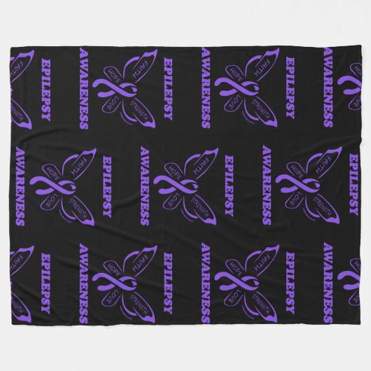 Butterfly/Awareness.. Epilepsy Fleece Deken (Voorkant (Horizontaal))