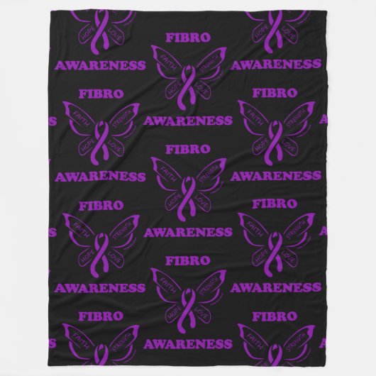 Butterfly/Awareness... Fibro Fleece Blanket Deken (Voorkant)
